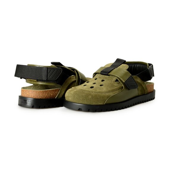 Versace Men\'s Olive Green Suede & Leather Sandals Shoes US 9 IT 42 main image 5